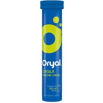 Oryal Zasila mięśnie i mózg, elektrolity, smak limonkowo-cytrynowy, 20 tabletek musujących