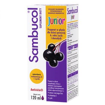 Sambucol Junior, syrop dla dzieci po 6 roku życia, 120 ml