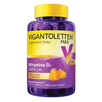 Vigantoletten Max, witamina D3 2000 j.m., żelki o smaku cytrynowym, 60 sztuk